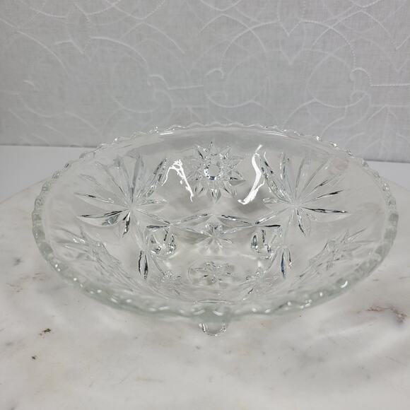 Vintage Crystal 3 Toed Footed Cut Glass Bowl 6.5"x2.5" Clear Candy Trinket Dish - Picture 4 of 16